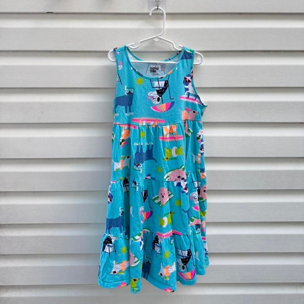 Spotted Zebra poolside dog print dress 9Y